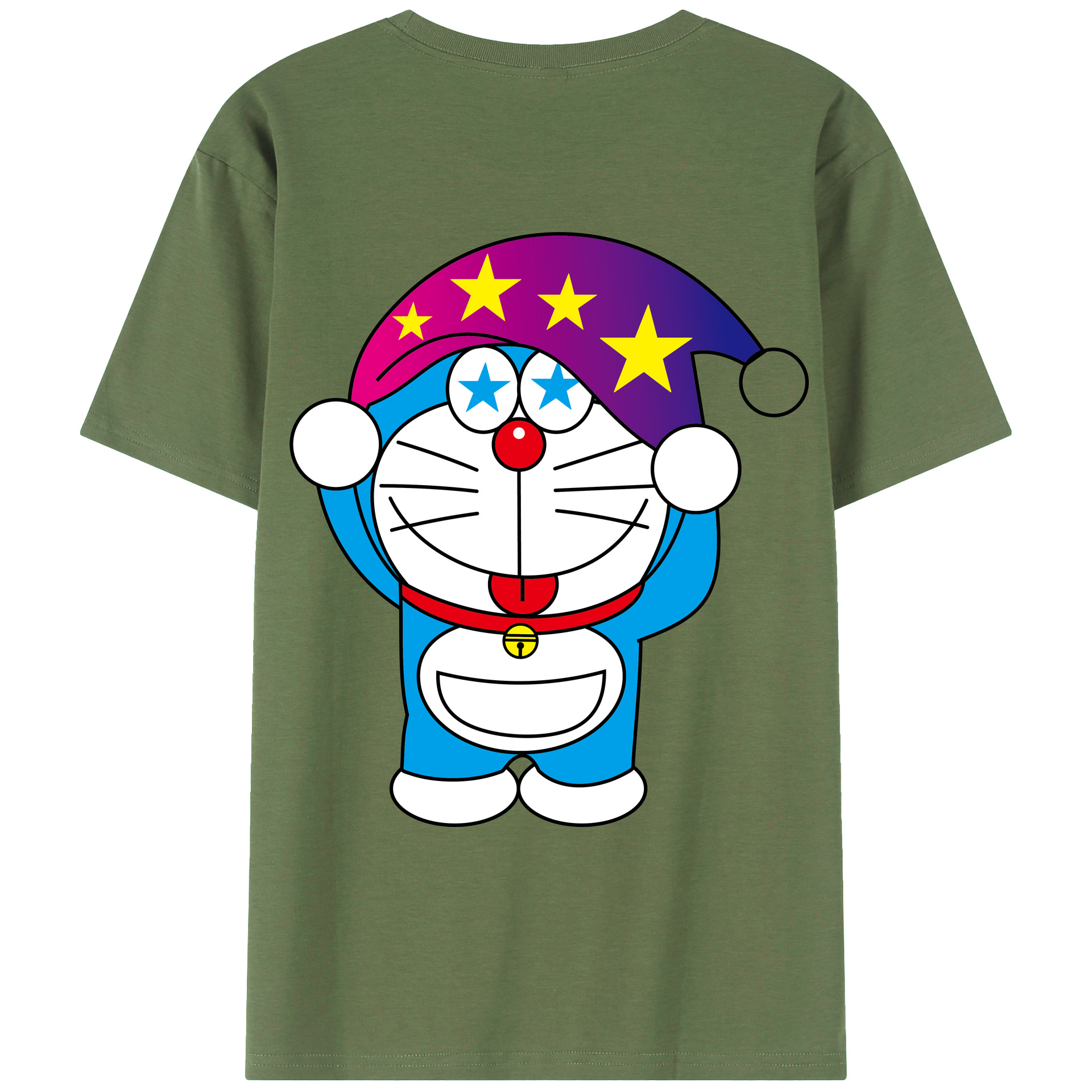 （画像用） ドラえもん Doraemon 綿100％ メンズ半袖Tシャツ（バックプリント） 通気性